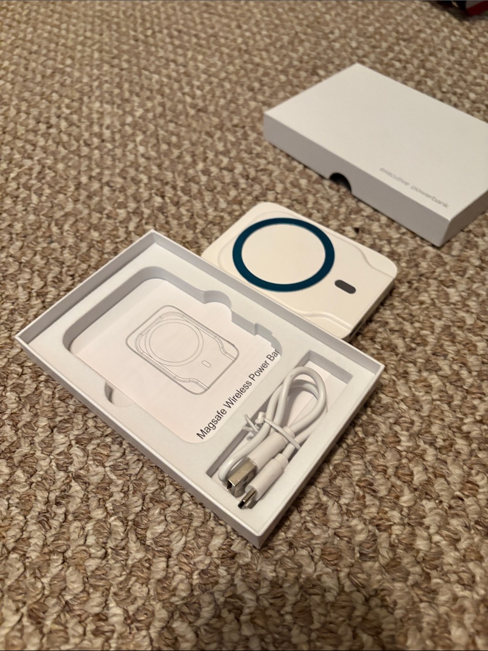 Investments Branded White Power Bank with Green Logo